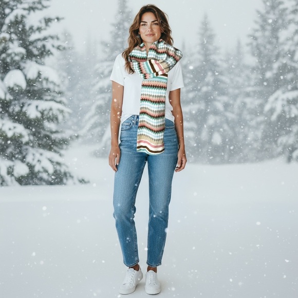 Alfani multicolor argyle geometric shapes with stripes soft cozy scarf New - Picture 2 of 7